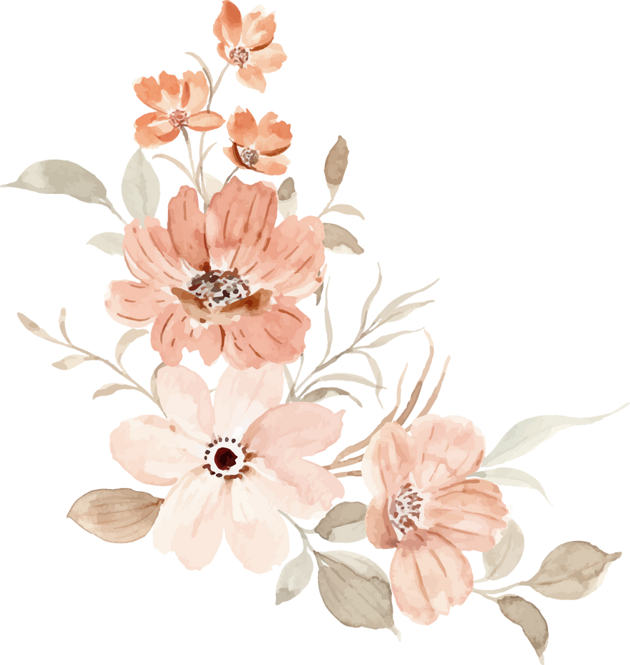 Watercolor vintage floral bouquet